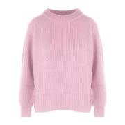 Kasjmier Crew-Neck Sweater met Geribbeld Borduurwerk Malo , Pink , Dam...