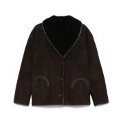 Shearling Suede Panelled Coat Blazé Milano , Brown , Dames