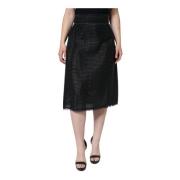 Zwart High Waist Pencil Cut Midi Rok Dolce & Gabbana , Black , Dames