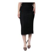 Zwarte Wol Midi Potlood Rok Rits Dolce & Gabbana , Black , Dames