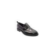 Zwarte leren loafers 20085U model Brecos , Black , Heren