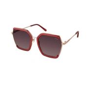 Rode metalen zonnebril met gedegradeerd glas Guess , Red , Dames