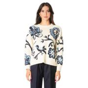 Bloemenpatroon Trui met Lange Mouwen Max Mara Weekend , Beige , Dames