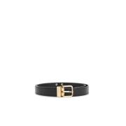 Metalen Logo Leren Riem met Gesp Dolce & Gabbana , Black , Dames