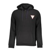 Zwarte hoodie met print en logo Guess , Black , Heren