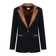 Vegan leren lange blazer Alice + Olivia , Black , Dames