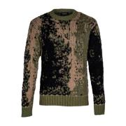 Camouflage Jacquard Wollen Trui Dondup , Multicolor , Heren