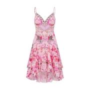 Botanische Novelle Zijden Frill Jurk Camilla , Pink , Dames