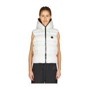 Gewatteerd Shell Gewatteerd Gilet met Capuchon Moncler , White , Dames