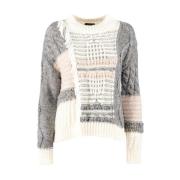 Gestructureerde Crewneck Sweater Mix Nenette , Beige , Dames