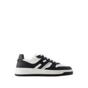 Zwarte Leren Sneakers met Top Veters Hogan , White , Heren