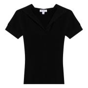 V-hals Top in Trendy Stijl Alaïa , Black , Dames