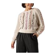 Kleurrijke Cable Knit Trui Catwalk Junkie , Beige , Dames