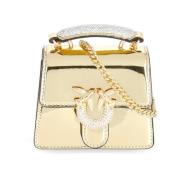 Gouden leren handtas met Love Birds Pinko , Yellow , Dames