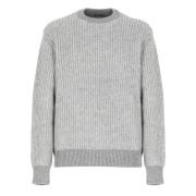 Grijze Cashmere Crewneck Trui met Patroon Ermenegildo Zegna , Gray , H...