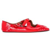 Pre-owned Leather flats Alaïa Pre-owned , Red , Dames