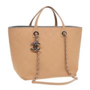 Pre-owned Leather totes Chanel Vintage , Beige , Dames