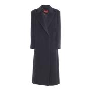 Zwarte dubbelrijige lange jas Max Mara Studio , Black , Dames