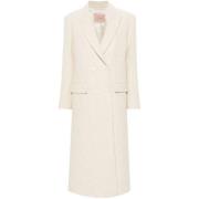 Herringbone Peak Lapel Coat Twinset , Beige , Dames