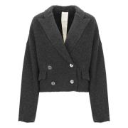 Donkergrijze Blazer met Kraag en Knopen Sanctamuerte , Gray , Dames