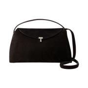 Bruine leren crossbody tas met handvat TotêMe , Black , Dames