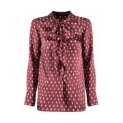 Tie Print Lange Mouw Blouse Nenette , Red , Dames