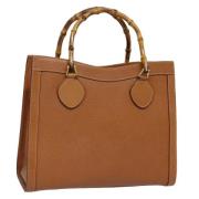 Pre-owned Leather handbags Gucci Vintage , Brown , Dames