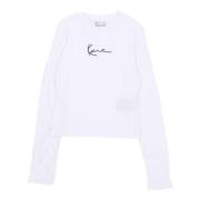 Handtekening Lange Mouw Crewneck T-shirt Karl Kani , White , Dames