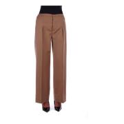 Bruine wollen broek met logo Dondup , Brown , Dames