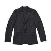 Slim Check Donkergrijze Blazer Selected Homme , Gray , Heren