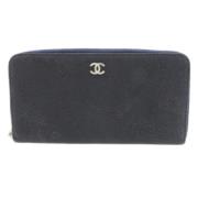 Pre-owned Leather wallets Chanel Vintage , Blue , Dames