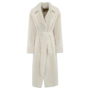 Witte Nepbontjas V-Hals Herno , White , Dames