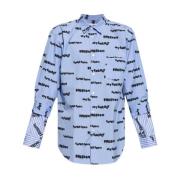 Blauw Slogan Print Overhemd Comme des Garçons , Blue , Heren