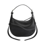 Klassieke Mini Hobo Tas in Zwart ATP Atelier , Black , Dames