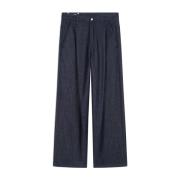 Blauwe Wijde Pijp Broek met Plooien Dries Van Noten , Blue , Heren