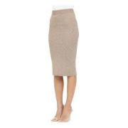 Gouden Glitter Midi Rok Simona Corsellini , Beige , Dames