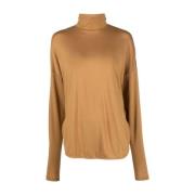 Bruine Casual Sweater met Lange Mouwen Eleventy , Brown , Dames