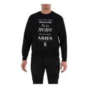 Katoenen sweatshirt met voorprint Aries , Black , Heren