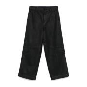 Zwarte gecoate katoenen wijde broek Dries Van Noten , Black , Heren