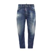 Navy Blauwe Denim Jeans Dsquared2 , Blue , Heren