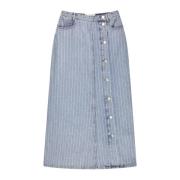 Denim Rok met Elegante Strepen Munthe , Blue , Dames