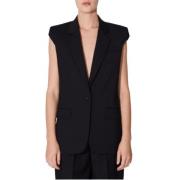 Mouwloos Zwarte Wollen Vest Mode Barbara Bui , Black , Dames