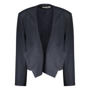 Gestructureerde Wollen Blend Blazer LOW Classic , Blue , Dames