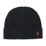 Gevlochten wollen blend beanie met logo Polo Ralph Lauren , Black , He...