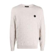 Monogram Zijde/Wol Pullover Trui Beige Philipp Plein , Beige , Heren