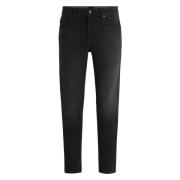 Stretch-Denim Jeans met Tapered Been Hugo Boss , Black , Heren