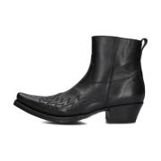 Heren Cowboy Laarzen met Vlam Patroon Sendra , Black , Heren