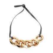 Zwarte Leren Kettingband Sieraden JW Anderson , Black , Dames