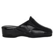 Zwarte leren binnenslipper Rohde , Black , Dames