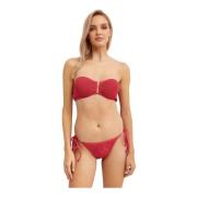 Bandeau Bikini Top met Palmprint Bond-Eye , Red , Dames